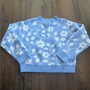 New Francesca's Collections Blue and White Floral Sweater